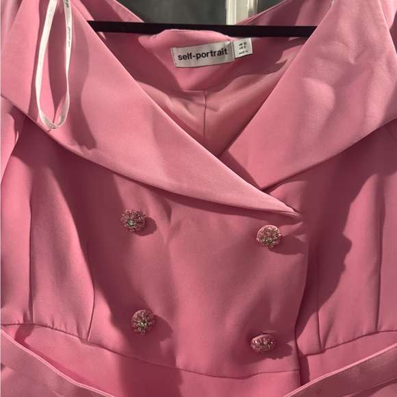 Self-Portrait Tailored Crepe Blazer Lace Midi Dress - Picture 5 of 6